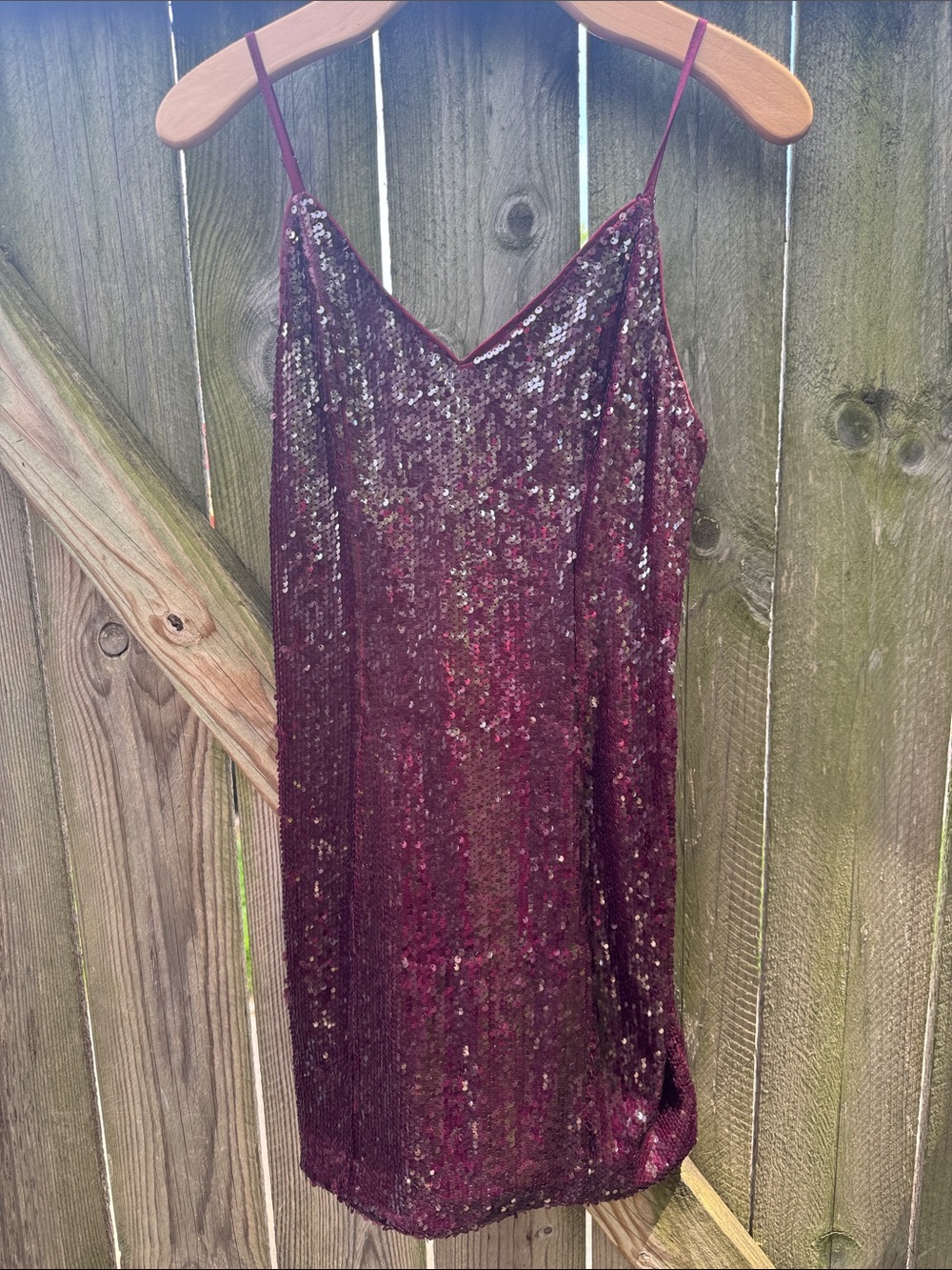 Forever 21 Burgundy Sequin Slip Dress
